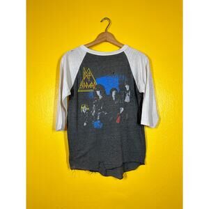 Vtg Def Leppard 80s Raglan Tee Sz S Thin Metal Rock Brigade Shirt